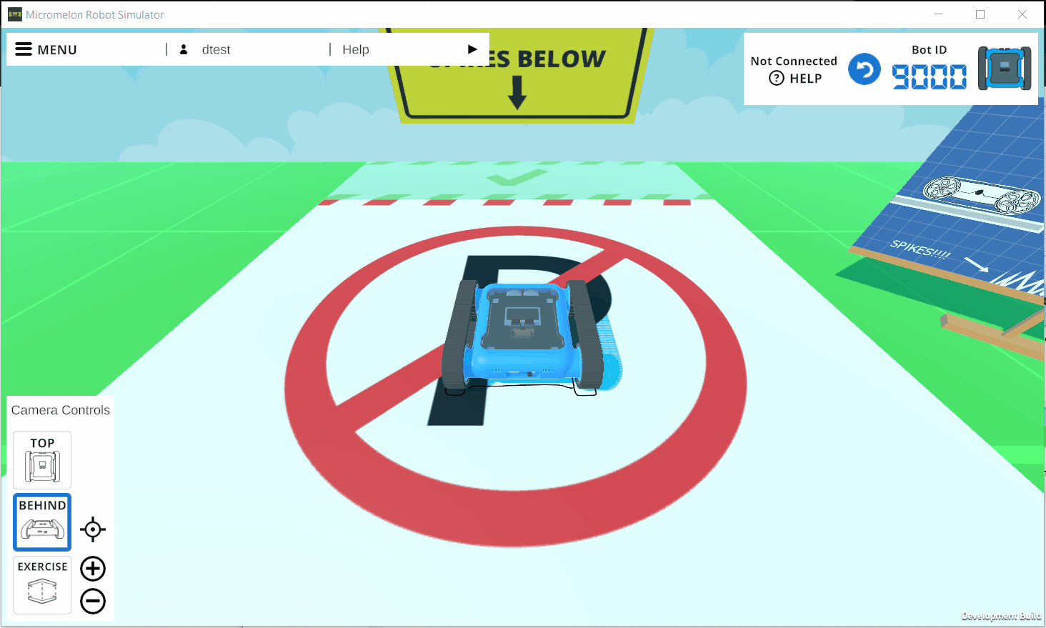 Toggling keyboard controls to manually drive the virtual rover