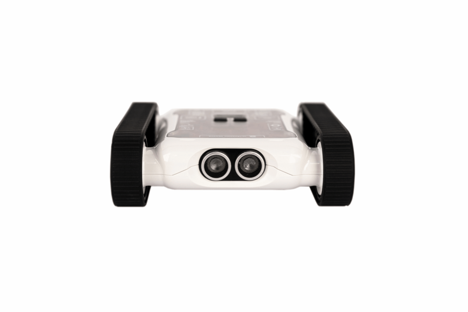 Annotated simulator view showing sensor data overlays on the rover